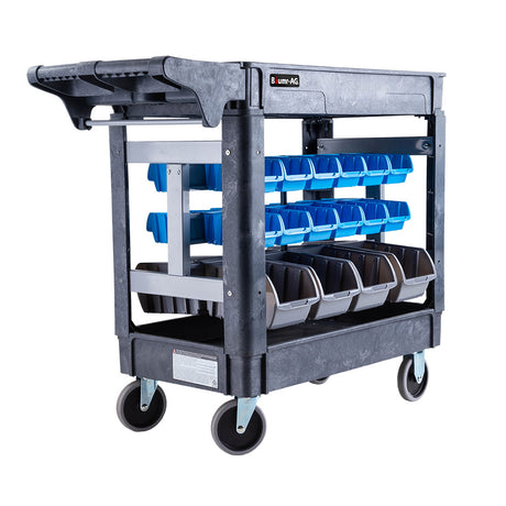 Mobile Parts Bin Utility Trolley, 32 Bins