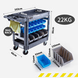 Mobile Parts Bin Utility Trolley, 32 Bins