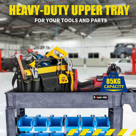 Mobile Parts Bin Utility Trolley, 32 Bins