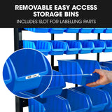 Gargrave Parts Bin Rack, 39 Bin, Floor Mount, Blue