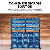 Gargrave Parts Bin Rack, 39 Bin, Floor Mount, Blue