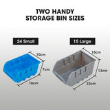 Gargrave Parts Bin Rack, 39 Bin, Floor Mount, Blue
