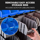 Hawes Parts Bin Rack, 94 Bin, Mobile Double Sided, Blue