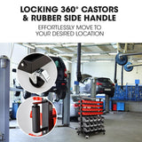 Mobile Double Sided Parts Bin Rack, 94 Bins Red