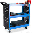 Bowland blue three tier steel tool trolley cart with pegboards and screwdriver rack