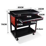 3 Tier Steel Tool Trolley Cart front view