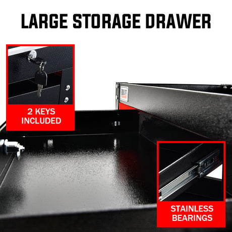 3 Tier Steel Tool Trolley Cart lockable drawer open