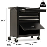Kettlewell Tool Chest with 1 Door Cabinet, 4 Drawer, Black