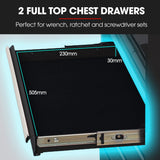 Settle Tool Chest with 2 Door Cabinet, 8 Drawer, Black