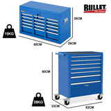 Skipton Tool Chest, 16 Drawer, Blue