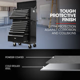 16 drawer tool box cabinet and chest in black