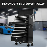 16 drawer tool box cabinet and chest in black