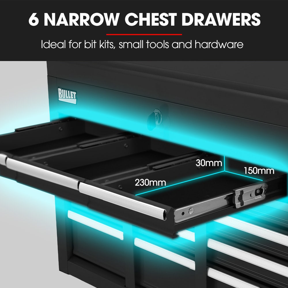 16 drawer tool box cabinet and chest in black