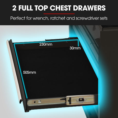 16 drawer tool box cabinet and chest in black
