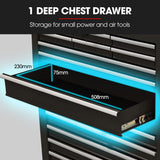 16 drawer tool box cabinet and chest in black