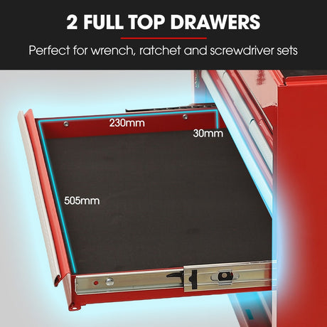 Buckden Tool Chest, 9 Drawer, Red