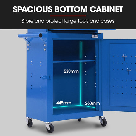 Kirkby Tool Chest with 1 Door Cabinet, 3 Drawer, Blue