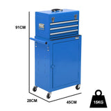 Kirkby Tool Chest with 1 Door Cabinet, 3 Drawer, Blue
