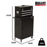 Kirkby Tool Chest with 1 Door Cabinet, 3 Drawer, Black