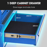 Reeth Tool Chest with 1 Door Cabinet, 5 Drawer, Blue