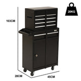 Reeth Tool Chest with 1 Door Cabinet, 5 Drawer, Black