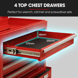 Reeth Tool Chest with 1 Door Cabinet, 5 Drawer, Red