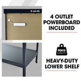 Gotthard Steel Garage Workbench with LED Lights and Pegboard