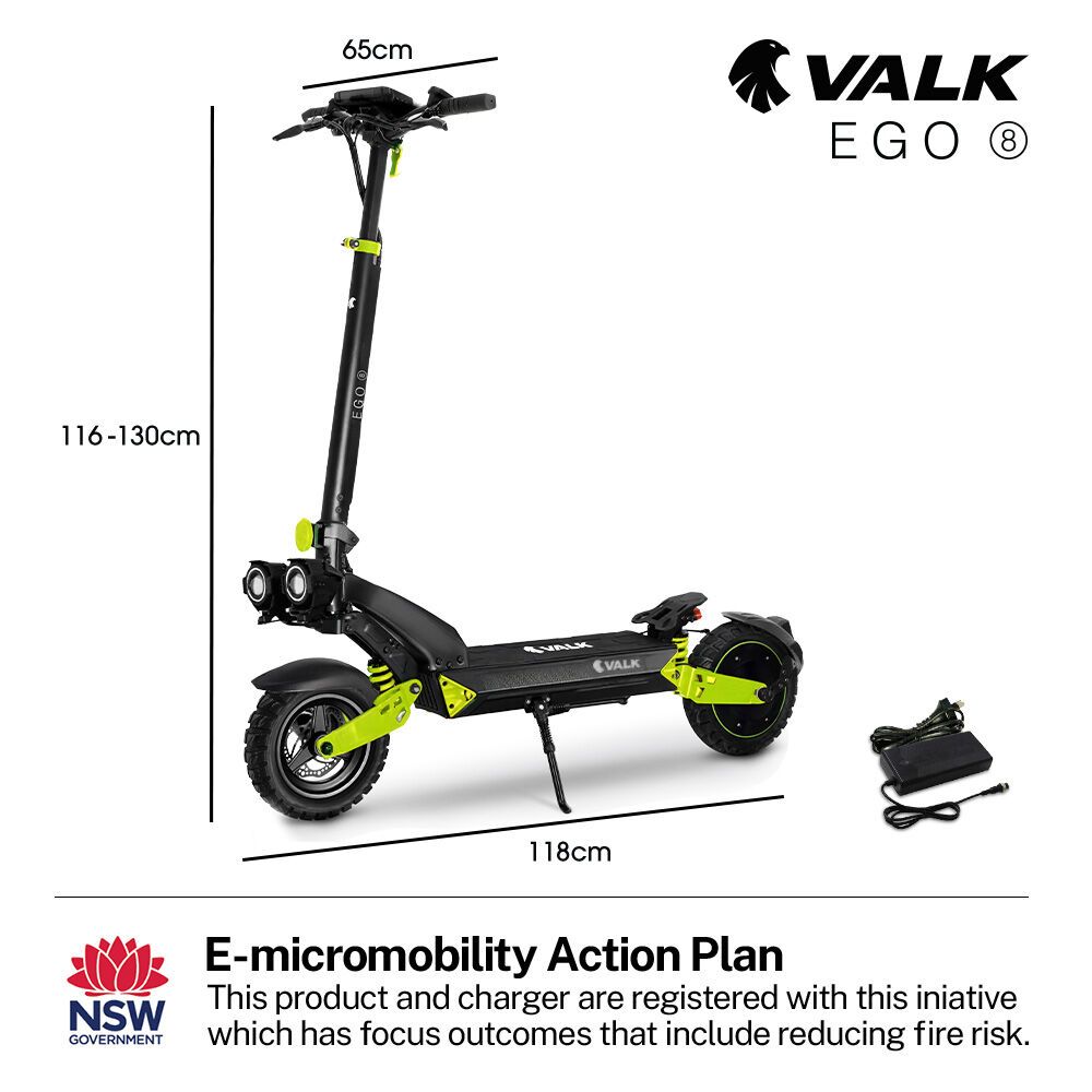 Utrecht Electric Scooter, 500W, 55km Range, Black Green