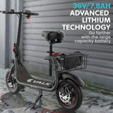 Delft Electric Scooter with Seat, 300W, 25km Range, Black