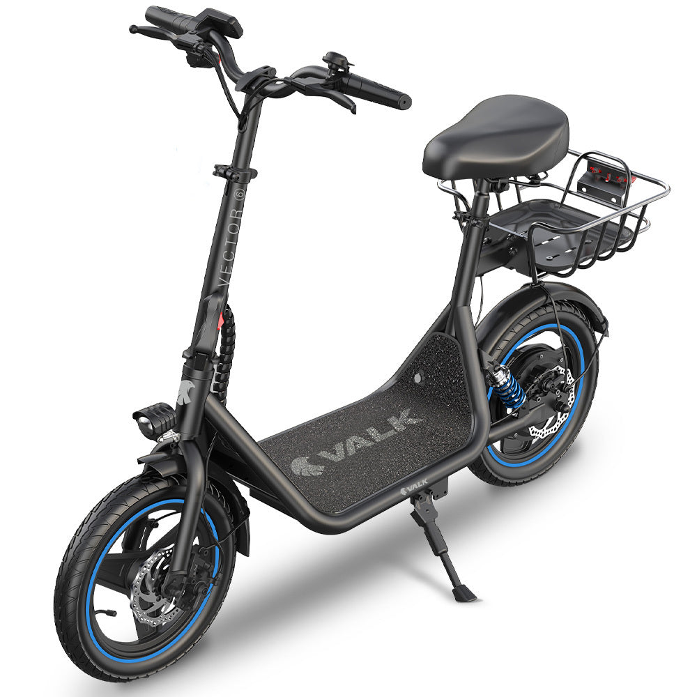 Leiden black seated electric commuter scooter with 14 inch tyres