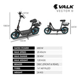 Leiden Electric Scooter with Seat, 650W, 30km Range, Black