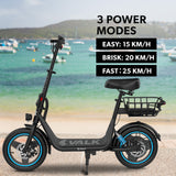 Leiden Electric Scooter with Seat, 650W, 30km Range, Black