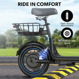 Leiden Electric Scooter with Seat, 650W, 30km Range, Black