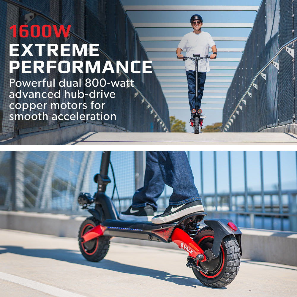Gouda Dual Motor Electric Scooter, 1600W, 60km Range, Black Red