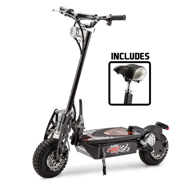 Deventer black 1000W turbo electric scooter with red decals