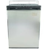 Low profile rollers built into the base of the kegerator cabinet