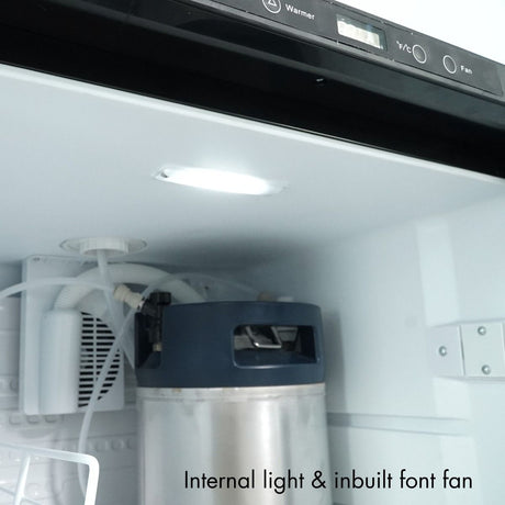 Kegerator installed under a counter in a home bar