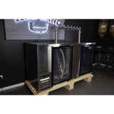 Recessed drip trays with drainage built into the keg fridge top
