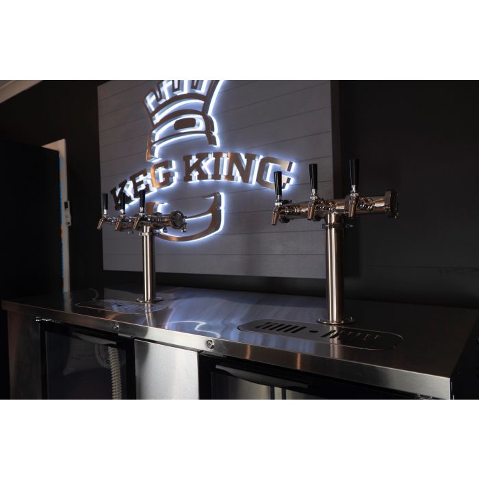 Two counter top font ports on the commercial keg fridge bench