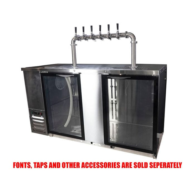 400 L two door commercial under counter keg fridge in stainless steel