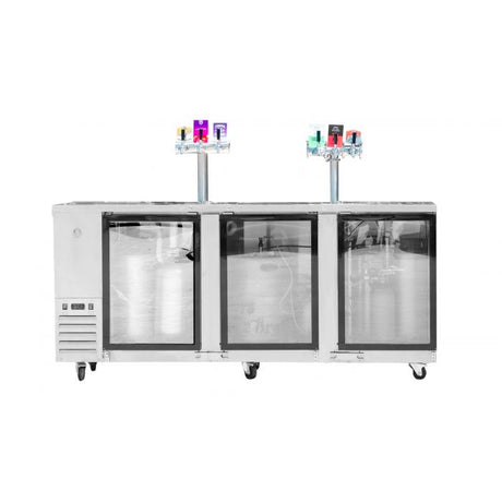 850 L three door commercial under counter keg fridge in stainless steel