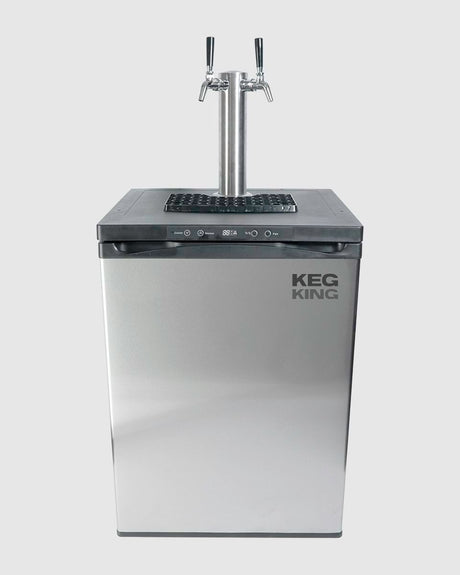 160 L double tap kegerator beer fridge with stainless steel taps