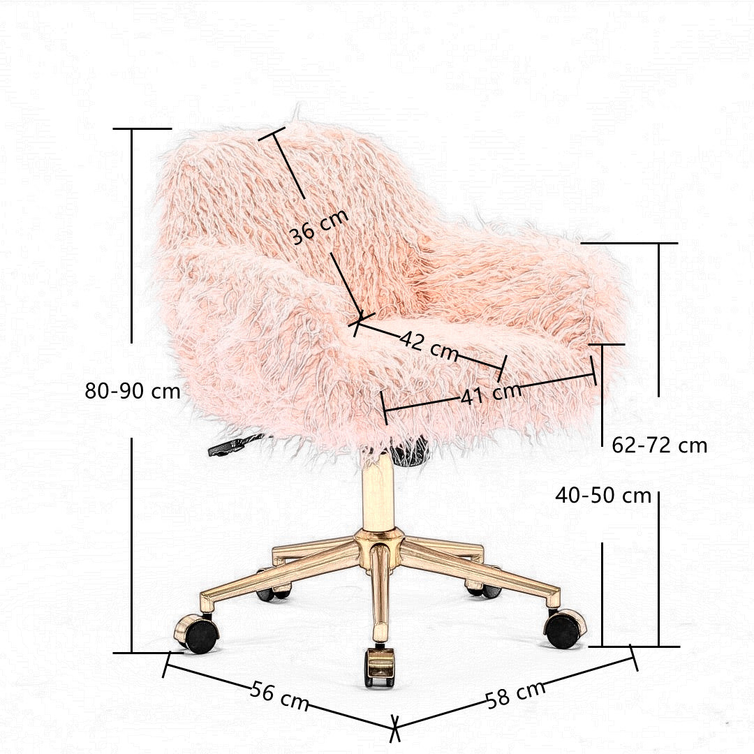 Fluffy Pink Faux Fur Swivel Office Chair — Allure Home Collections