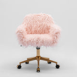 Fluffy Pink Faux Fur Swivel Office Chair — Allure Home Collections