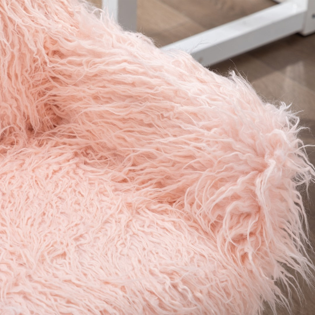 Fluffy Pink Faux Fur Swivel Office Chair — Allure Home Collections
