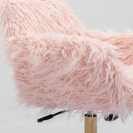 Fluffy Pink Faux Fur Swivel Office Chair — Allure Home Collections