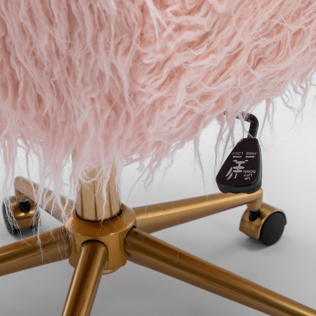 Fluffy Pink Faux Fur Swivel Office Chair — Allure Home Collections