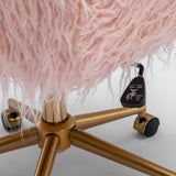 Fluffy Pink Faux Fur Swivel Office Chair — Allure Home Collections
