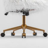 Fluffy White Faux Fur Swivel Desk Chair — Allure Home Collections
