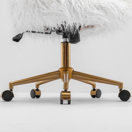 Fluffy White Faux Fur Swivel Desk Chair — Allure Home Collections